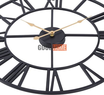 Великий металевий настінний годинник Milano Black & Gold з безшумним механізмом