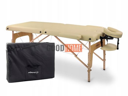 Складаний масажний стіл Alfa Comfort Pro 2-сегментний із дерев'яним каркасом, ширина 70 см
