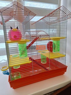 Трёхэтажная металлическая клетка Hammy для хомяков с аксессуарами