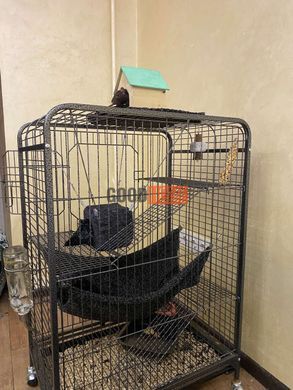Большая металлическая клетка для грызунов 92 x 61 x 44 см, черная